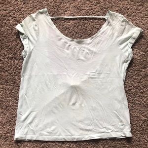 Soft blue, open back tee shirt. PINK